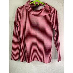 Talbots Petite Striped Cowl Neck Long Sleeve‎ Pullover Top Pink Black SP